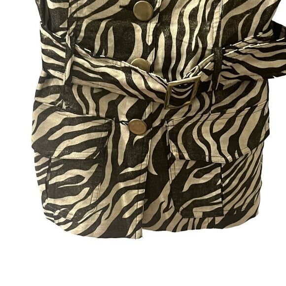 Robert Louis Animal Print Belted Blazer Jacket Sz S - Picture 2 of 5